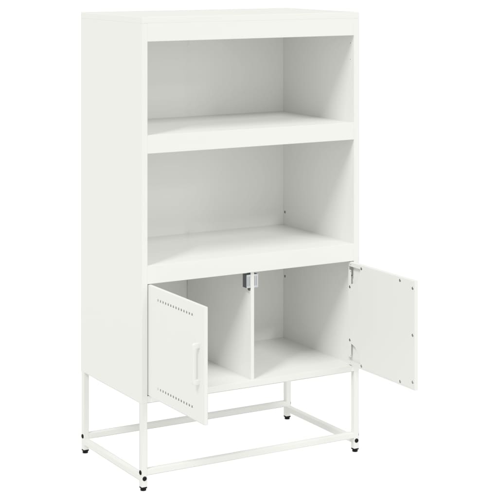 Credenza Bianca 68,5x38,5x123,5 cm in Acciaio | homemem39
