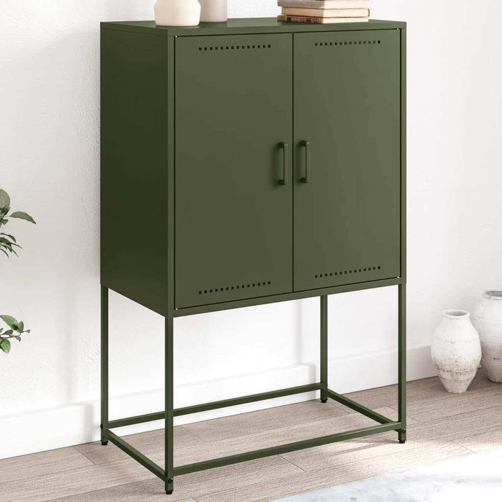 Credenza Verde Oliva 68,5x38,5x107 cm in Acciaio - homemem39