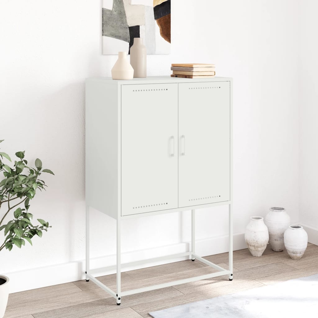 Credenza Bianca 68,5x38,5x107 cm in Acciaio - homemem39
