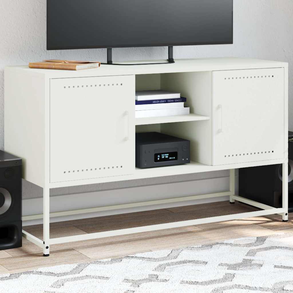Mobile TV Bianco 100,5x39x60,5 cm in Acciaio - homemem39