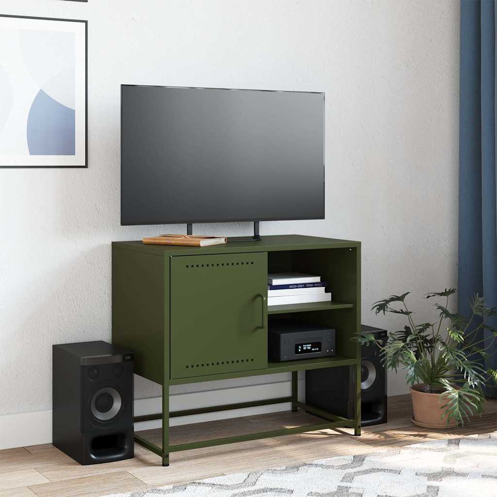 Mobile TV Verde Oliva 68x39x60,5 cm in Acciaio - homemem39