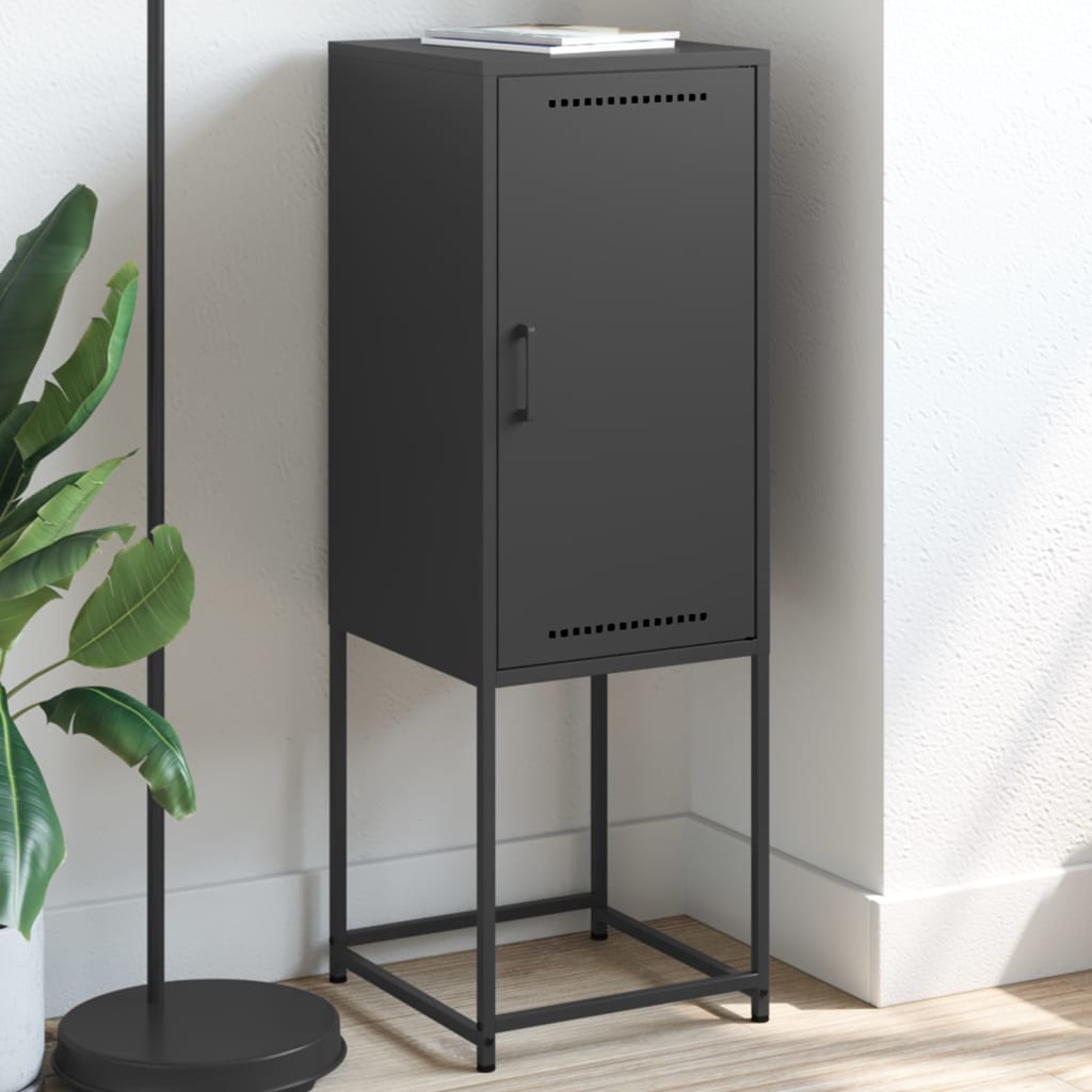 Credenza Nera 36x39x107 cm in Acciaio - homemem39