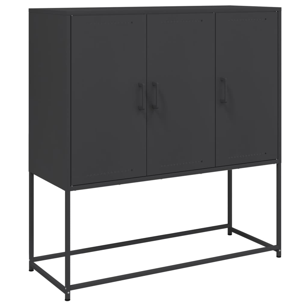 Credenza Nera 100,5x39x107 cm in Acciaio - homemem39
