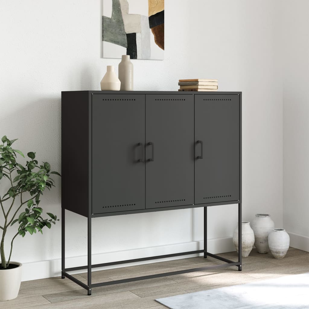 Credenza Nera 100,5x39x107 cm in Acciaio - homemem39