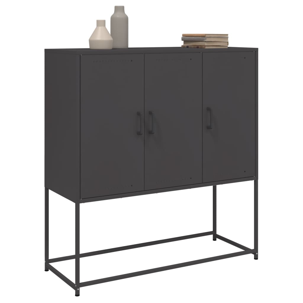 Credenza Nera 100,5x39x107 cm in Acciaio - homemem39