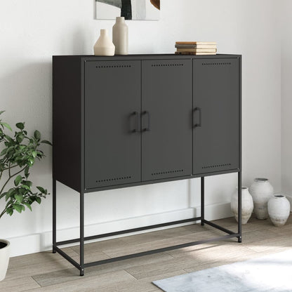 Credenza Nera 100,5x39x107 cm in Acciaio - homemem39