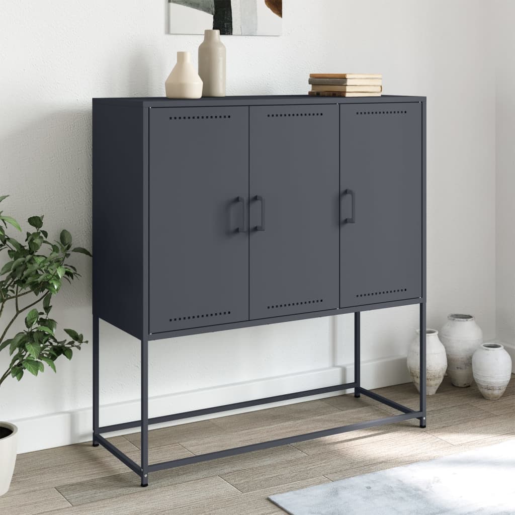 Credenza Antracite 100,5x39x107 cm in Acciaio - homemem39