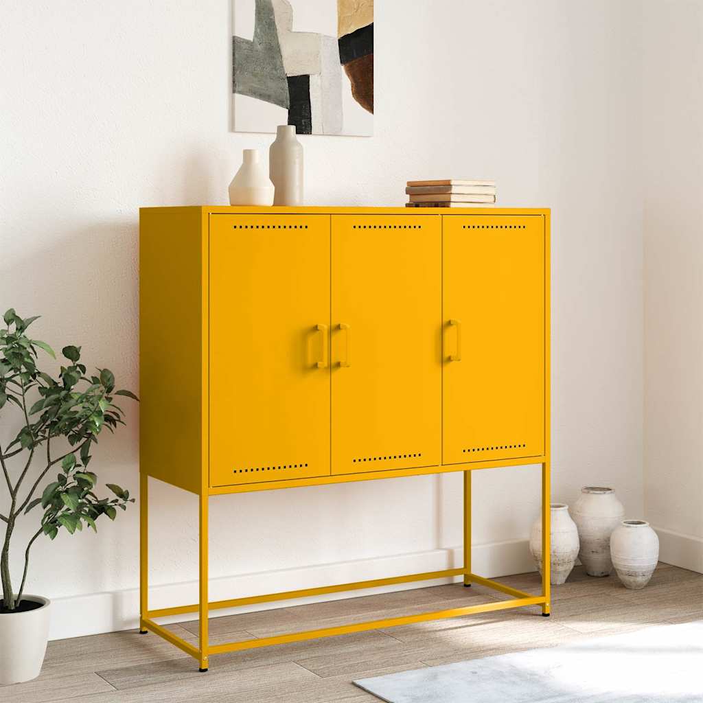 Credenza Giallo Senape 100,5x39x107 cm in Acciaio - homemem39