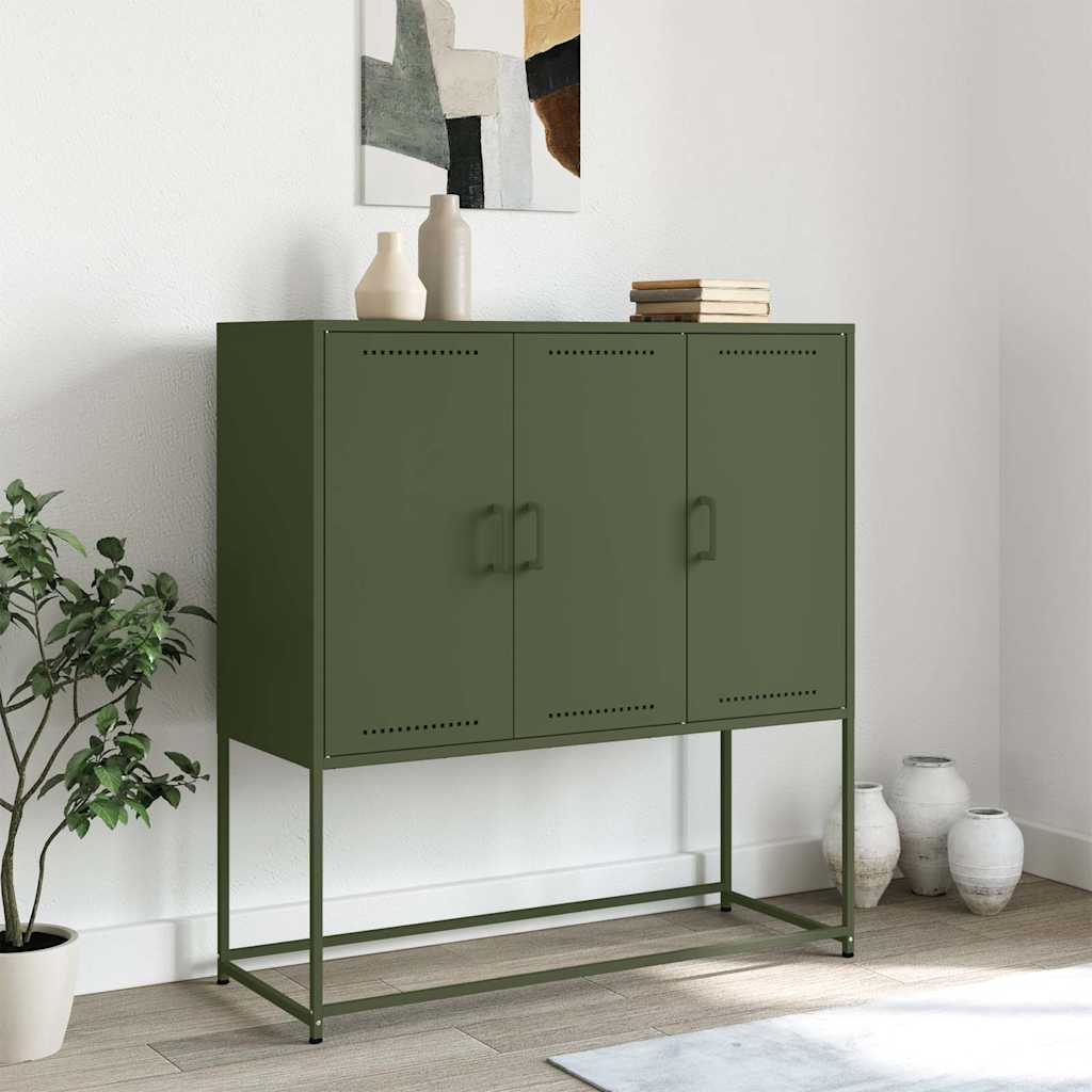 Credenza Verde Oliva 100,5x39x107 cm in Acciaio - homemem39