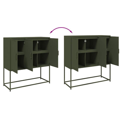 Credenza Verde Oliva 100,5x39x107 cm in Acciaio - homemem39