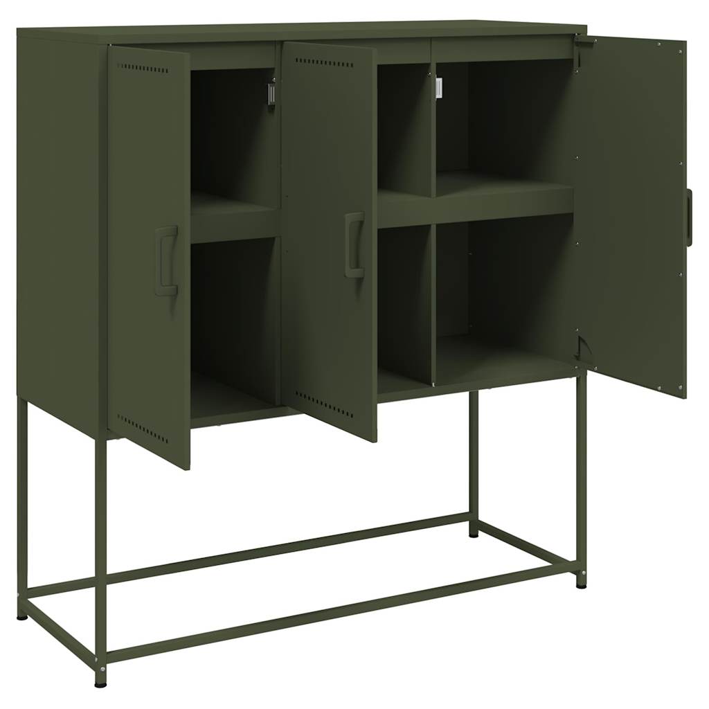 Credenza Verde Oliva 100,5x39x107 cm in Acciaio - homemem39