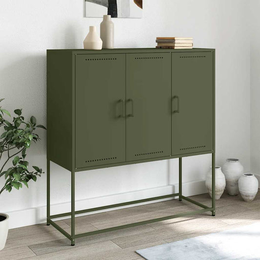 Credenza Verde Oliva 100,5x39x107 cm in Acciaio
