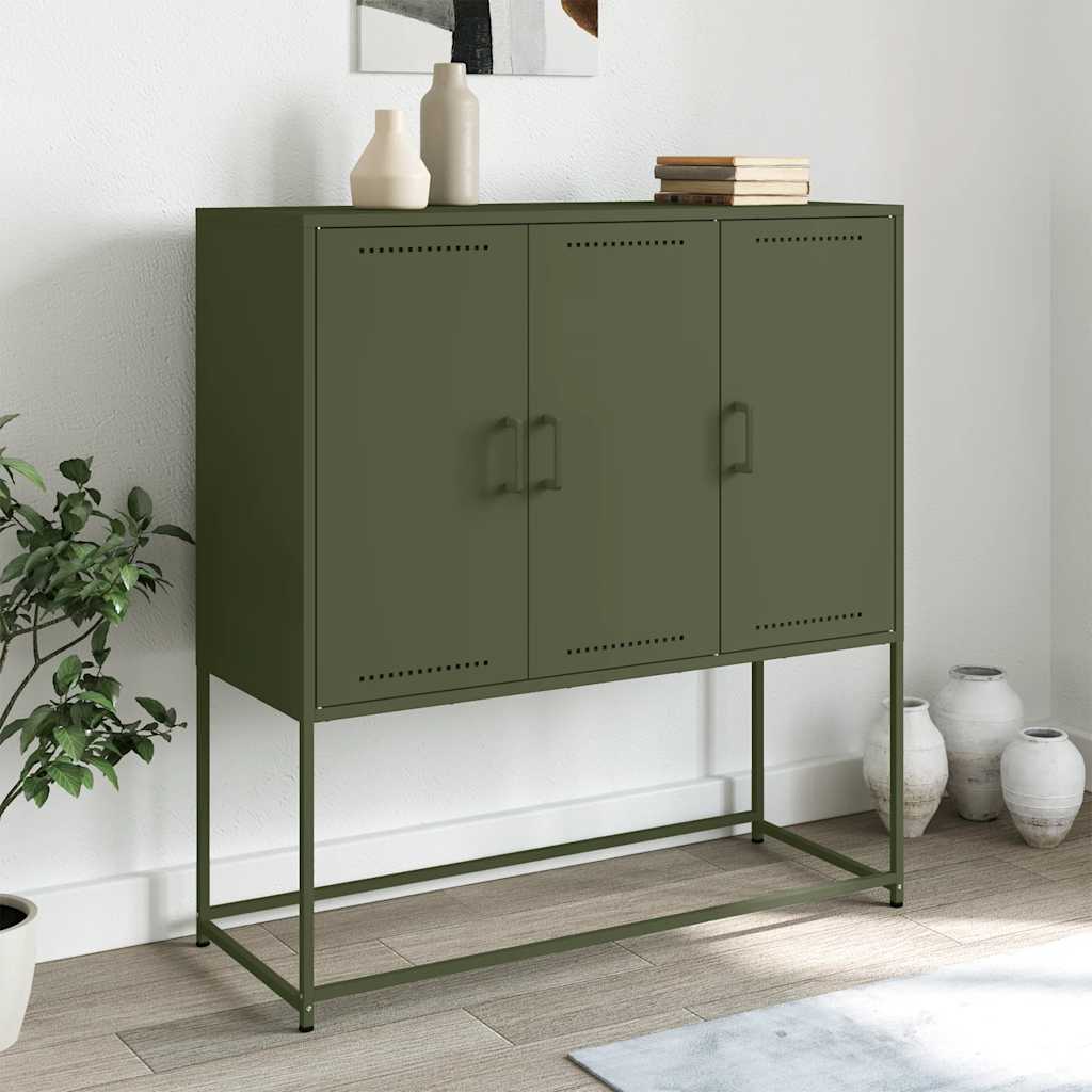 Credenza Verde Oliva 100,5x39x107 cm in Acciaio - homemem39