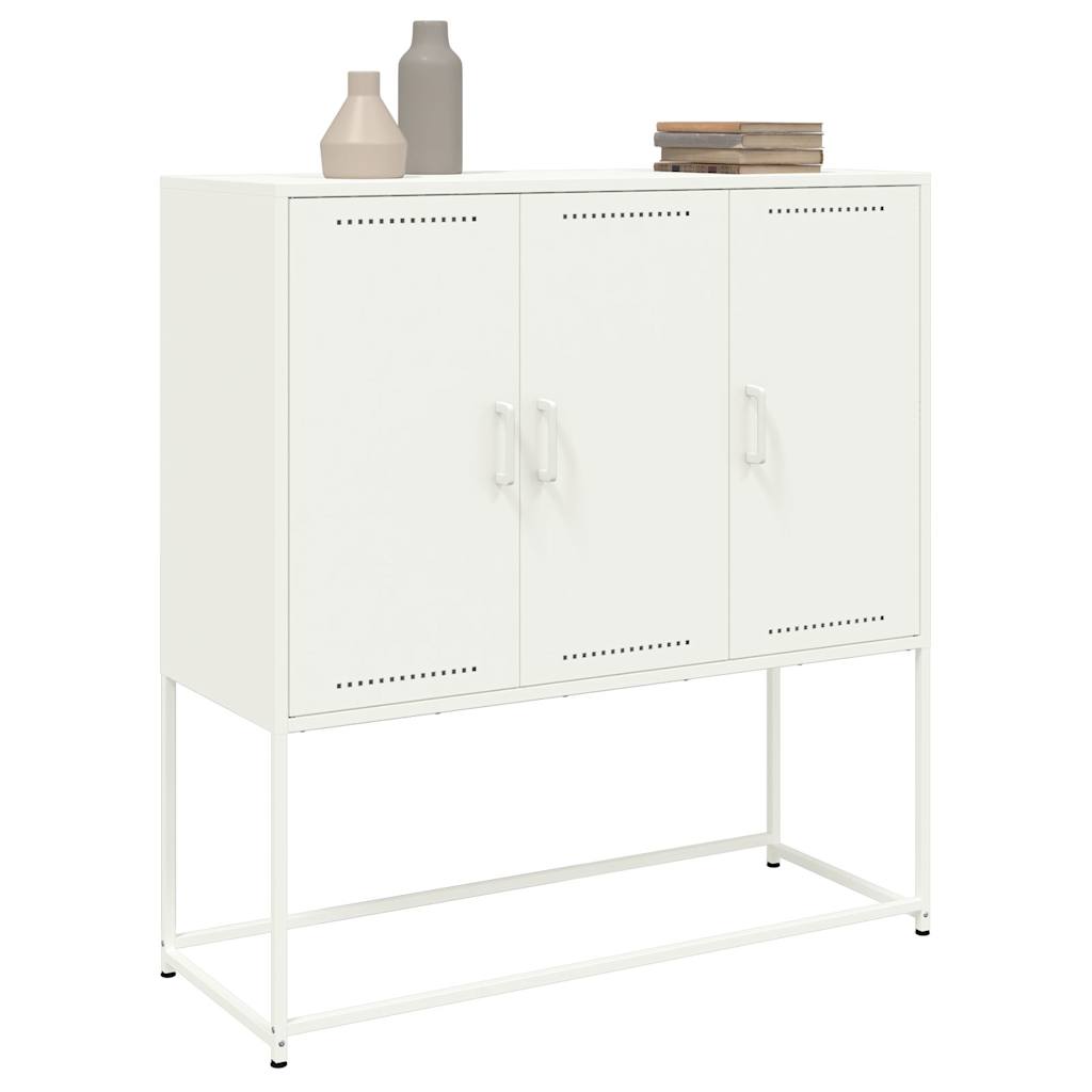 Credenza Bianca 100,5x39x107 cm in Acciaio - homemem39