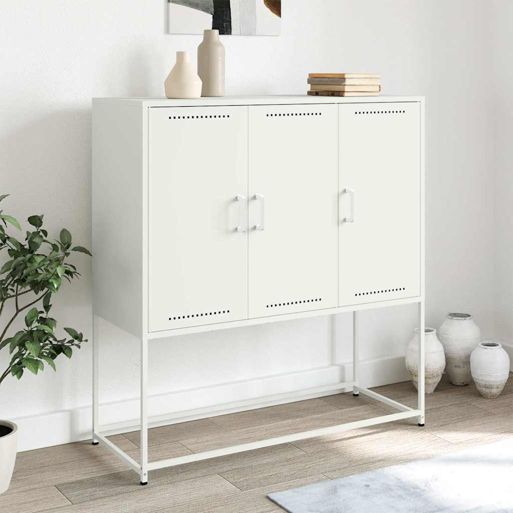 Credenza Bianca 100,5x39x107 cm in Acciaio - homemem39