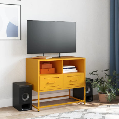 Mobile TV Giallo Senape 68x39x60,5 cm in Acciaio - homemem39