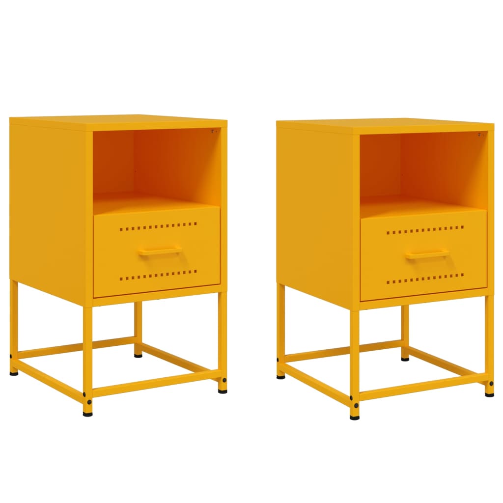 Comodini 2 pz Giallo Senape 36x39x60,5 cm in Acciaio