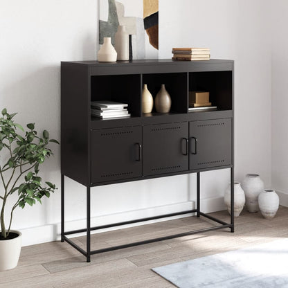 Credenza Nera 100,5x39x107 cm in Acciaio - homemem39