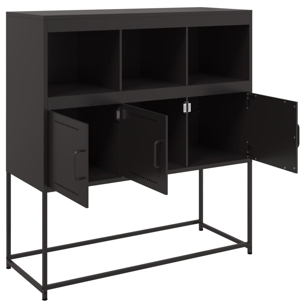Credenza Nera 100,5x39x107 cm in Acciaio - homemem39