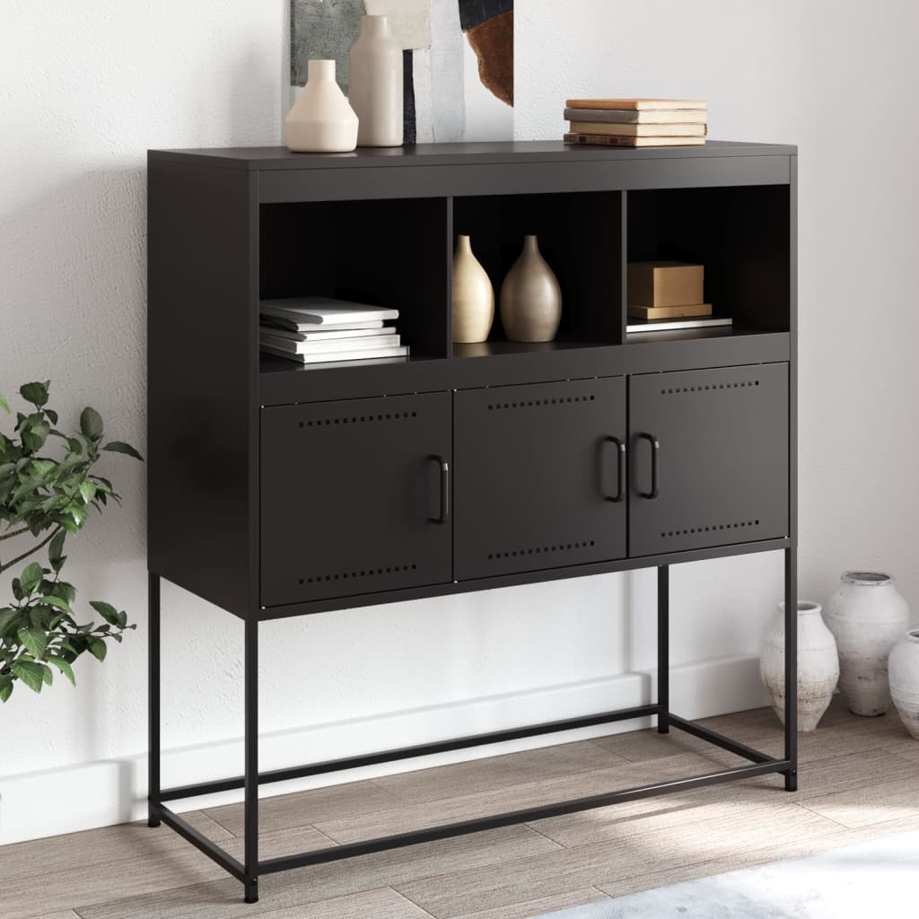 Credenza Nera 100,5x39x107 cm in Acciaio - homemem39