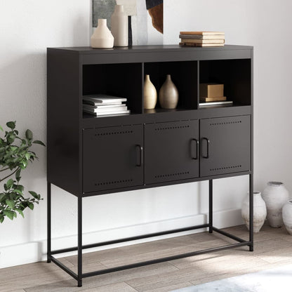 Credenza Nera 100,5x39x107 cm in Acciaio - homemem39