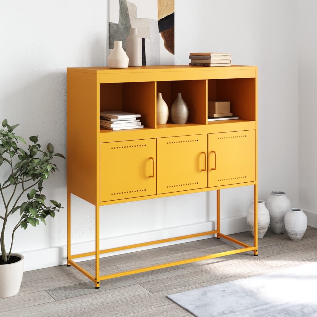 Credenza Giallo Senape 100,5x39x107 cm in Acciaio - homemem39