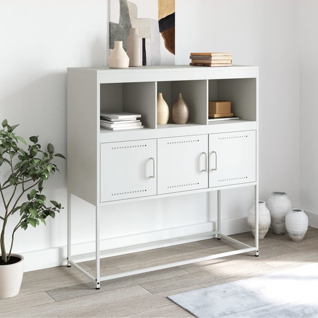 Credenza Bianca 100,5x39x107 cm in Acciaio - homemem39