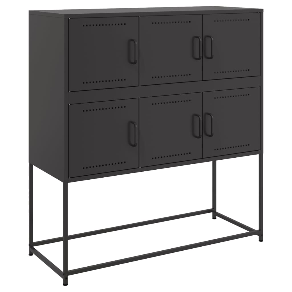 Credenza Nera 100,5x39x107 cm in Acciaio - homemem39