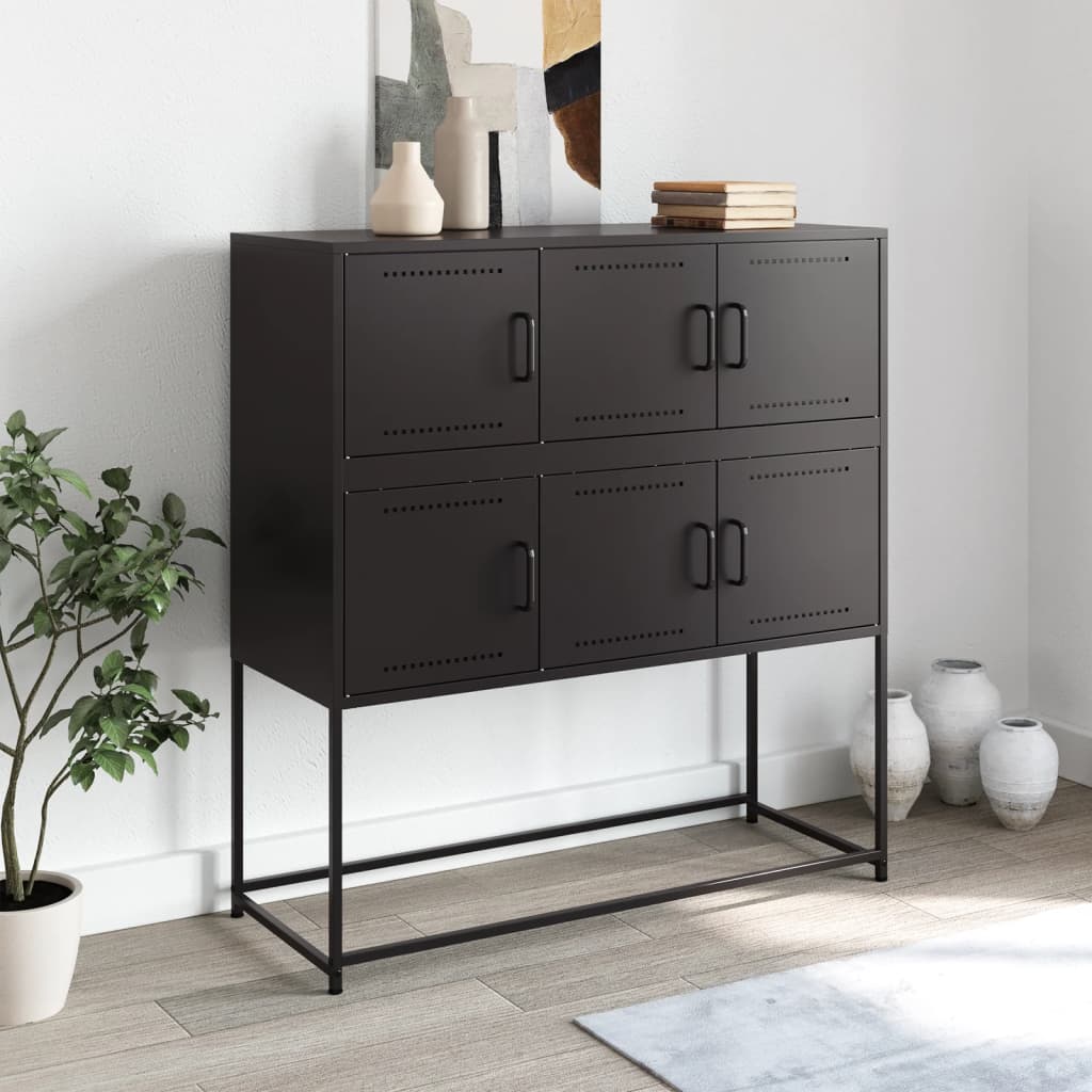 Credenza Nera 100,5x39x107 cm in Acciaio | homemem39