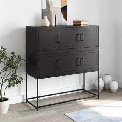 Credenza Nera 100,5x39x107 cm in Acciaio - homemem39