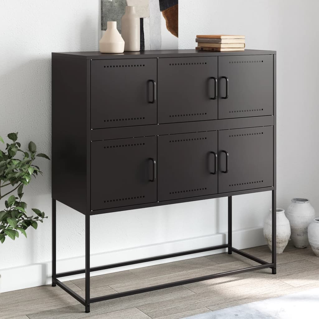Credenza Nera 100,5x39x107 cm in Acciaio - homemem39