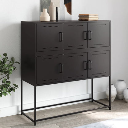 Credenza Nera 100,5x39x107 cm in Acciaio - homemem39