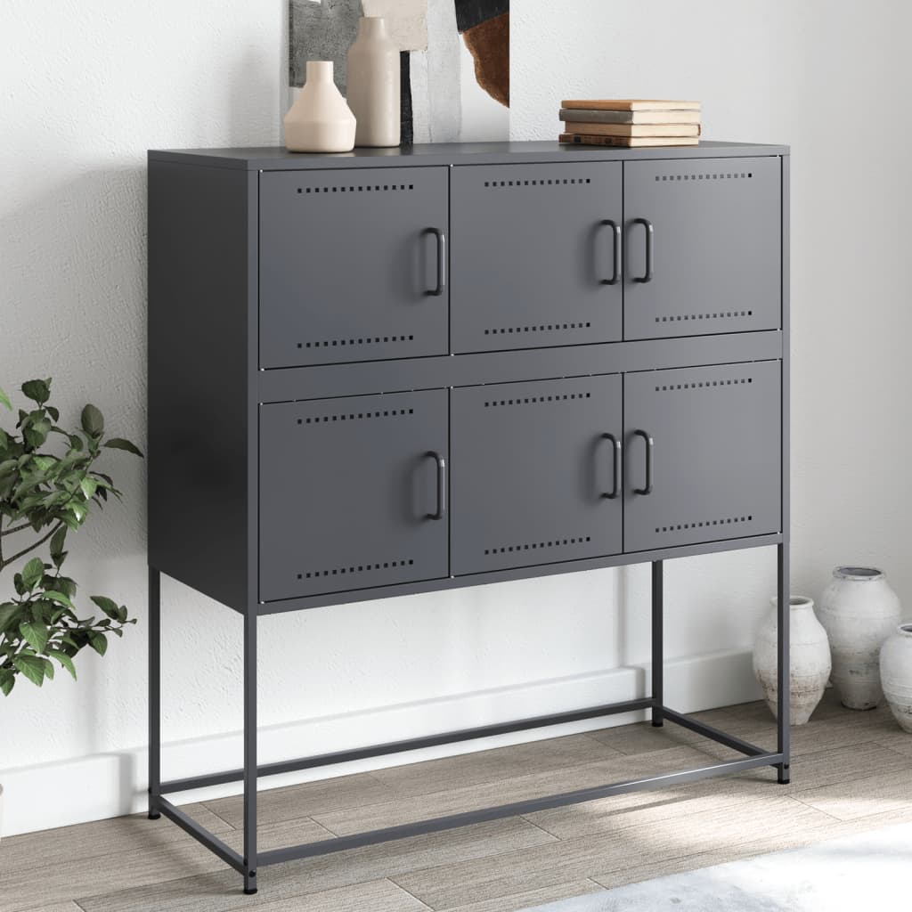 Credenza Antracite 100,5x39x107 cm in Acciaio - homemem39