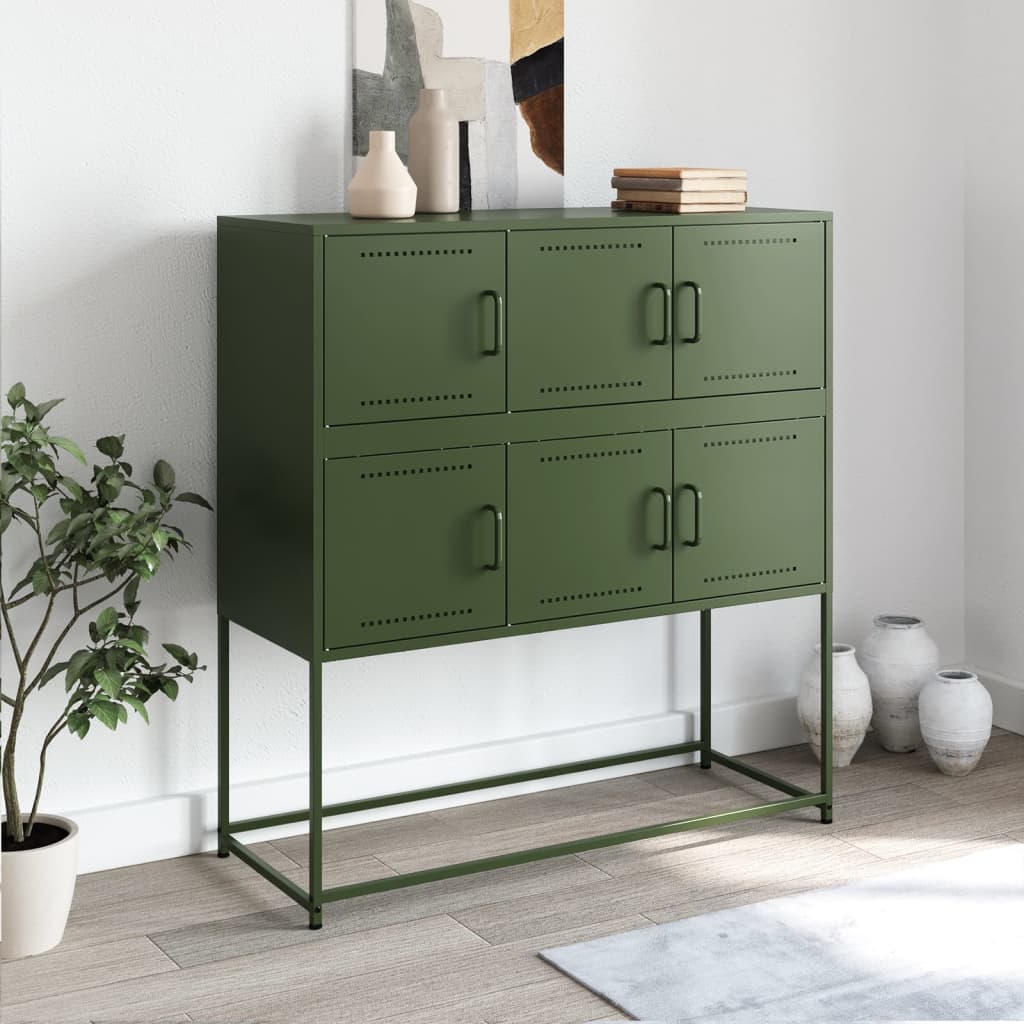 Credenza Verde Oliva 100,5x39x79 cm in Acciaio - homemem39