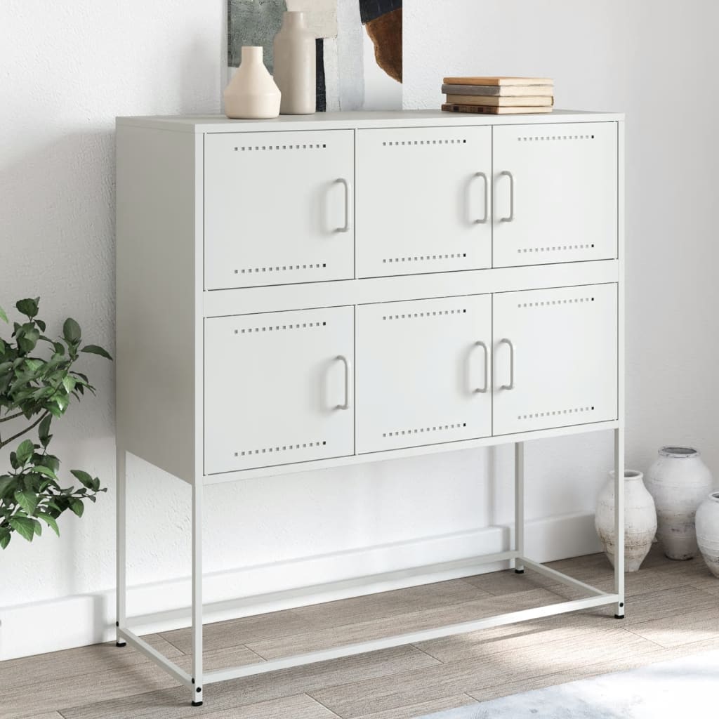 Credenza Bianca 100,5x39x107 cm in Acciaio - homemem39