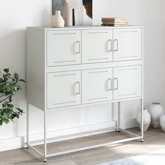Credenza Bianca 100,5x39x107 cm in Acciaio - homemem39