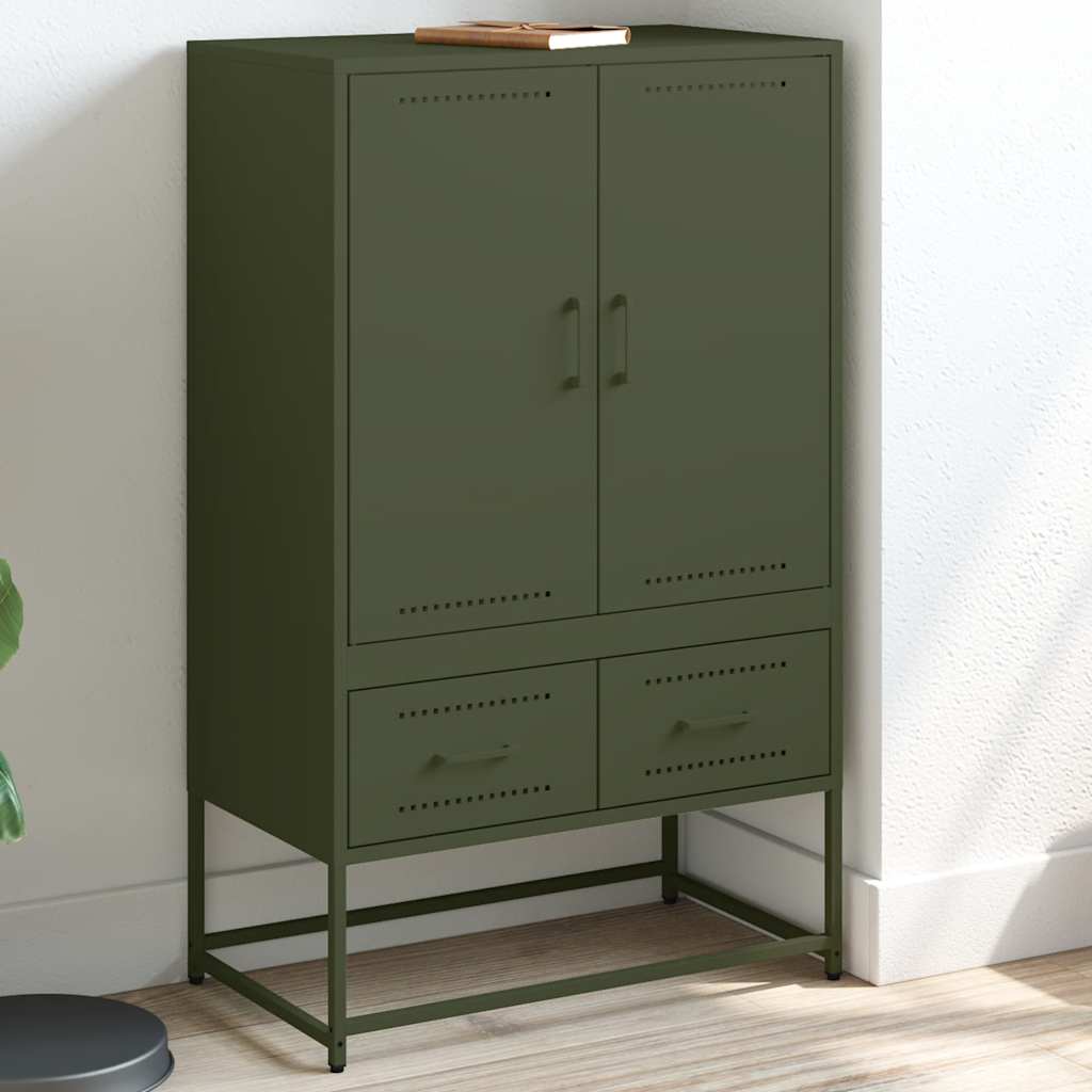 Credenza Verde Oliva 68x39x111,5 cm in Acciaio - homemem39