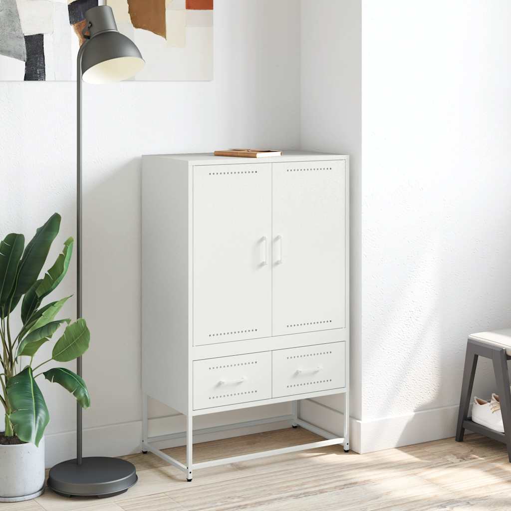 Credenza Bianca 68x39x111,5 cm Acciaio - homemem39