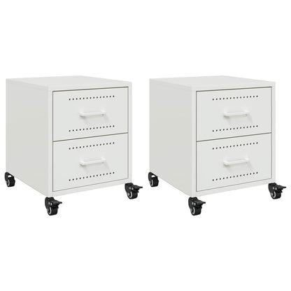 Comodini 2 pz Bianchi 36x39x43,5 cm in Acciaio - homemem39