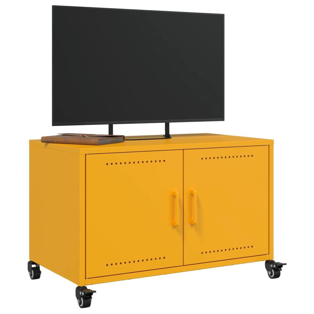 Mobile TV Giallo Senape 68x39x43,5cm Acciaio Laminato a Freddo - homemem39