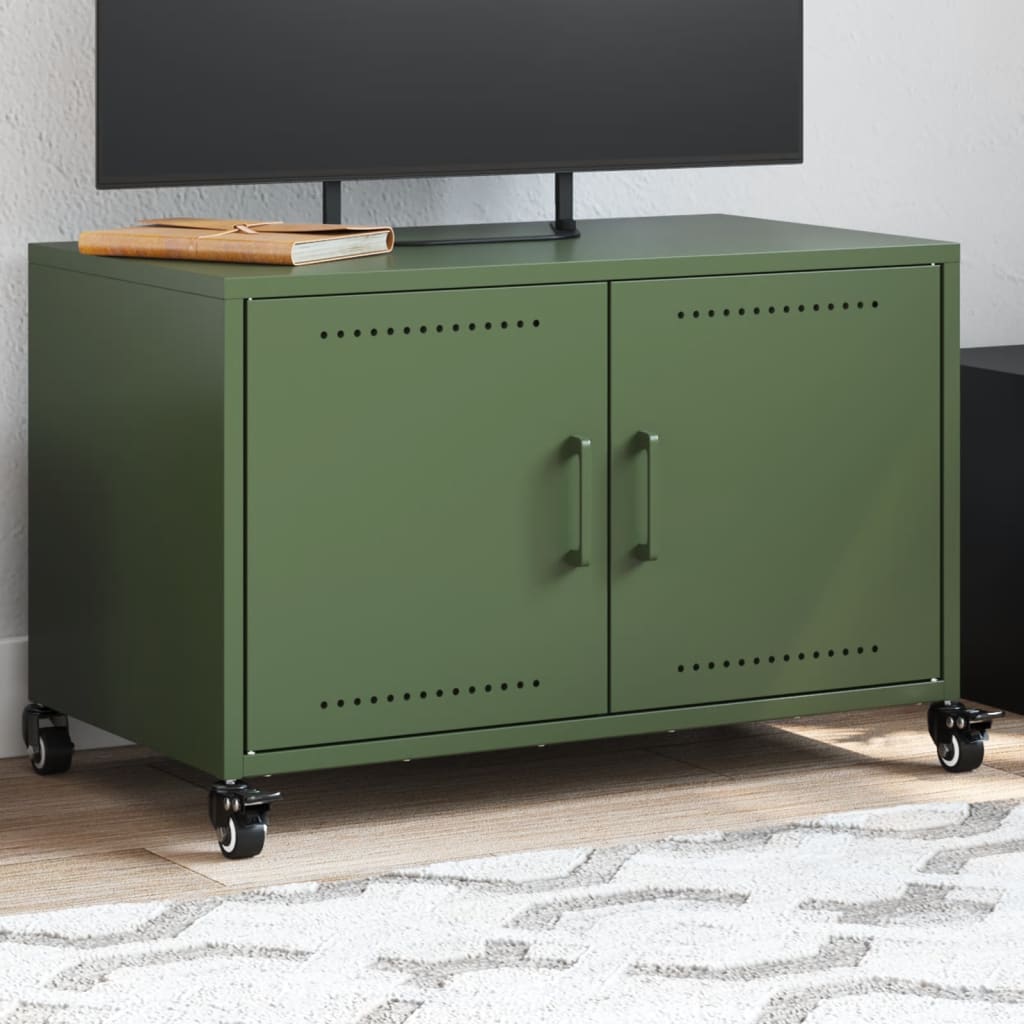 Mobile TV Verde Oliva 68x39x43,5 cm in Acciaio - homemem39