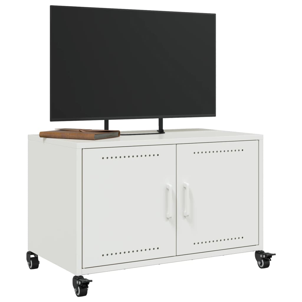 Mobile TV Bianco 68x39x43,5 cm in Acciaio Laminato a Freddo - homemem39
