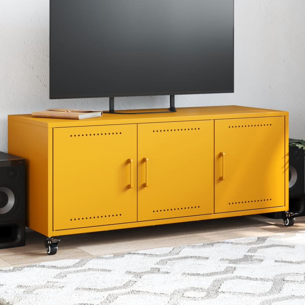 Mobile TV Giallo Senape 100,5x39x43,5 cm in Acciaio - homemem39