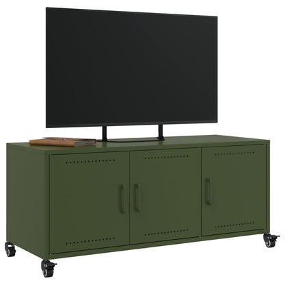 Mobile TV Verde Oliva 100,5x39x43,5cm Acciaio Laminato a Freddo - homemem39
