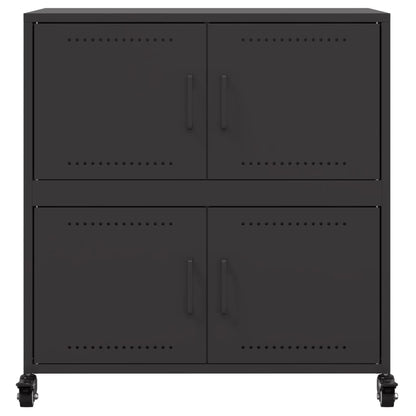 Credenza Nera 68x39x72 cm in Acciaio - homemem39