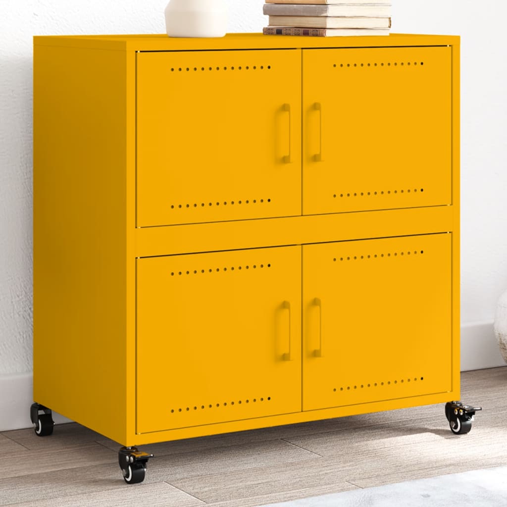 Credenza Giallo Senape 68x39x72 cm in Acciaio - homemem39