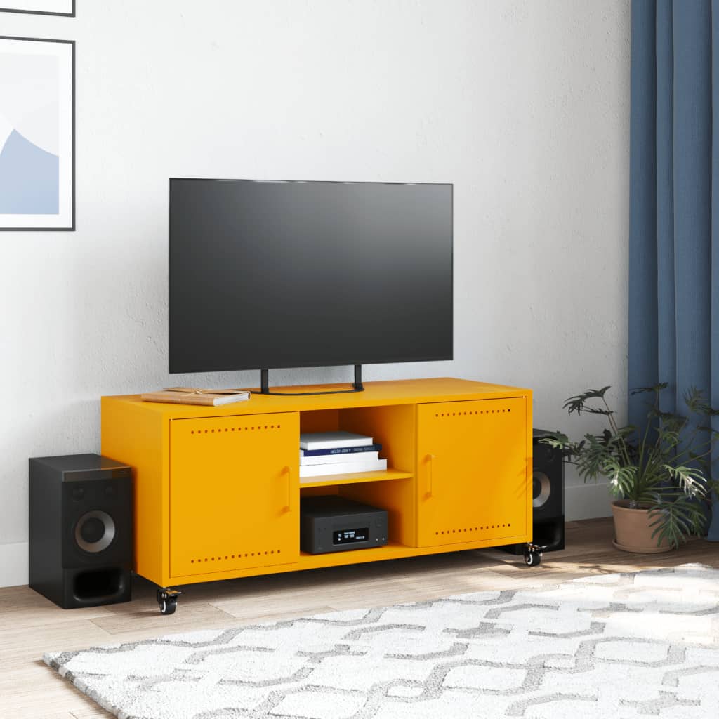 Mobile TV Giallo Senape 100,5x39x43,5 cm in Acciaio - homemem39
