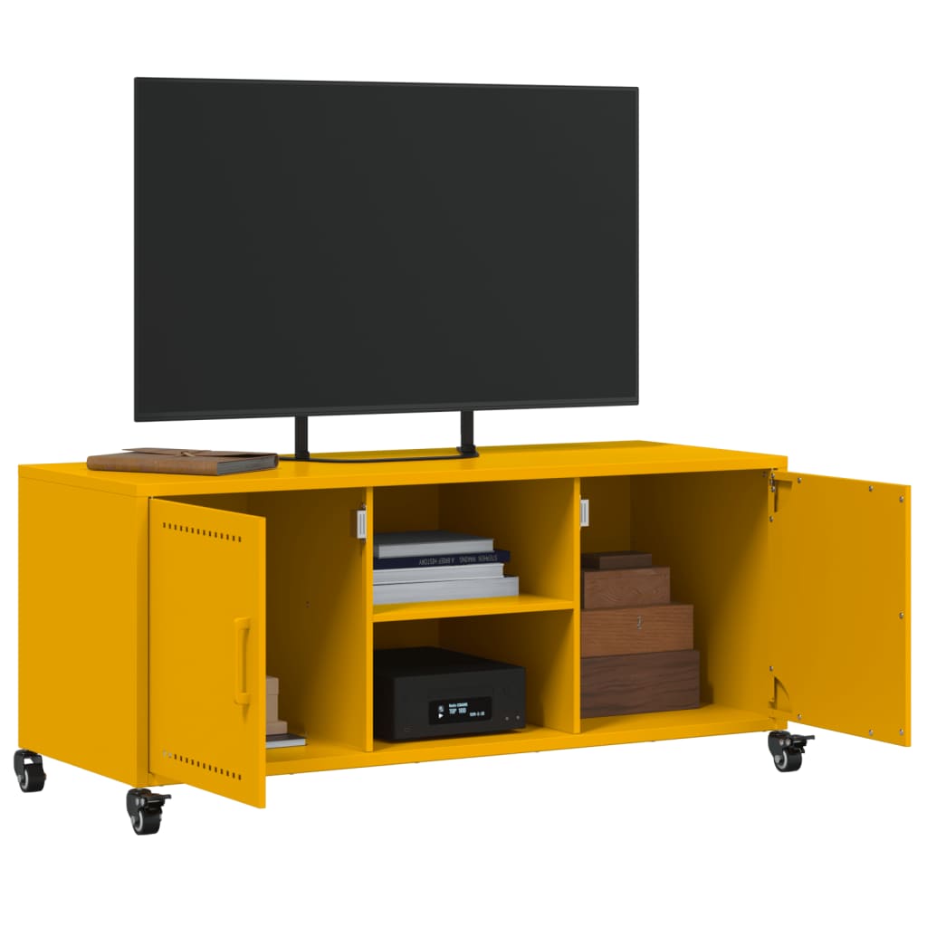 Mobile TV Giallo Senape 100,5x39x43,5 cm in Acciaio - homemem39