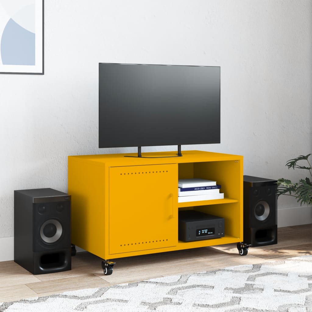 Mobile TV Giallo Senape 68x39x43,5 cm in Acciaio - homemem39