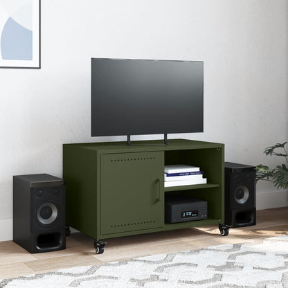 Mobile TV Verde Oliva 68x39x43,5 cm in Acciaio - homemem39